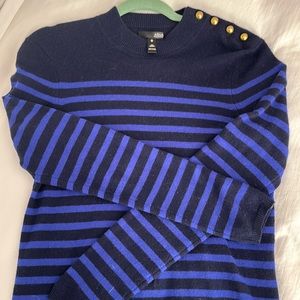 Aqua cashmere blue striped nautical sweater size small